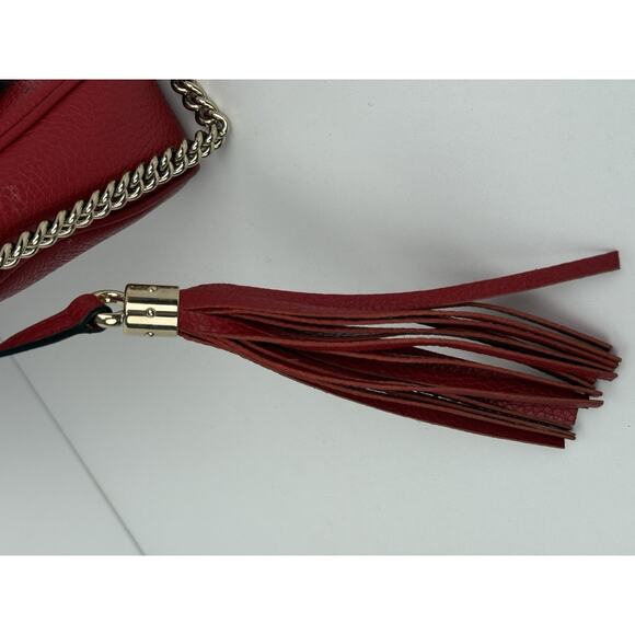 Gucci Soho Red Leather Medium Crossbody Bag with Chain Strap - Picture 11 of 16
